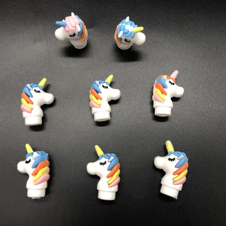 Plastic Rubber Unicorn Shape Pencil Topper