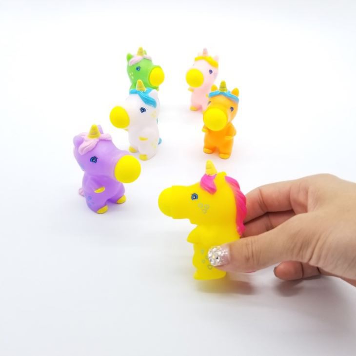 Rubber Air Power Squeeze Foam Ball Soft Unicorn Popper Toy