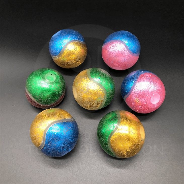 Squeeze Double Colors Beads Balls With Glitter